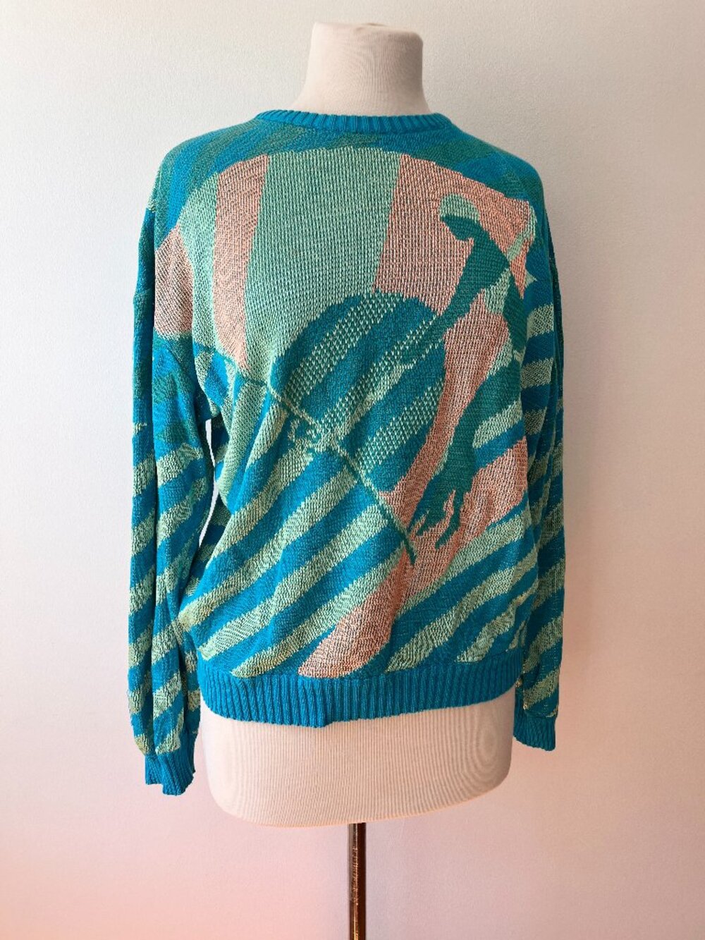 Vintage teal silk sweater size sm-med